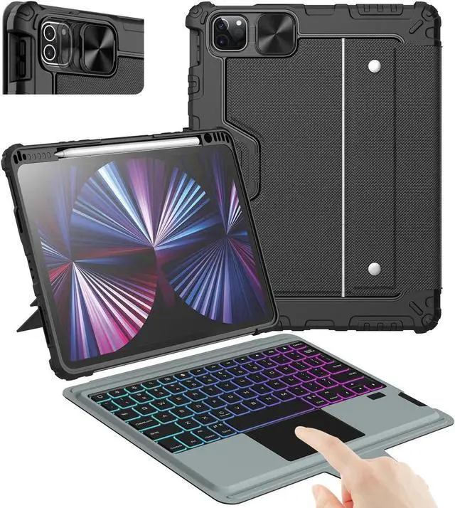 Main image of Nillkin iPad Pro 11(1st/2nd/3rd/4th Gen) & iPad Air 5th/4th Generation Case with Keyboard, Magic Trackpad, Rugged Case with Detachable Keyboard, 7 Backlight Colors, Portrait/Landscape Modes, Black
