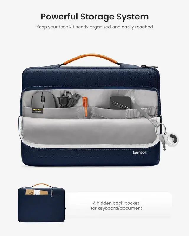 Alt view image 3 of 5 - tomtoc 360 Protective Laptop Sleeve for 13.5-14.4 Inch Microsoft New Surface Laptop Studio/5/4/3/2/1, Surface Book 3/2/1, Water-Resistant Shockproof Notebook Accessory Carrying Case Bag, Blue