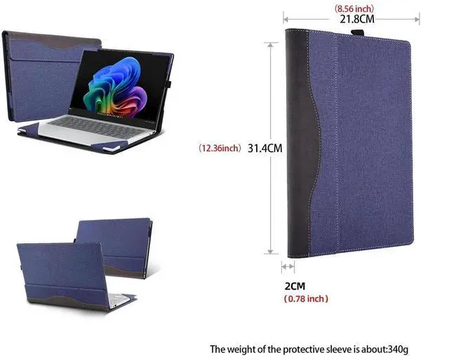 Alt view image 3 of 5 - Laptop Case for HP Omnibook Ultra Flip 14 Next Gen AI Laptop (14-fh0009na fh0008na fh0007na fh0006na fh0005na fh0004na fh003na fh0000na) 14" PU Leather Protective Bag Detachable Shell (Blue)