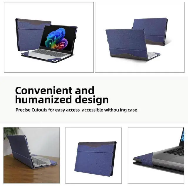 Alt view image 4 of 5 - Laptop Case for HP Omnibook Ultra Flip 14 Next Gen AI Laptop (14-fh0009na fh0008na fh0007na fh0006na fh0005na fh0004na fh003na fh0000na) 14" PU Leather Protective Bag Detachable Shell (Blue)