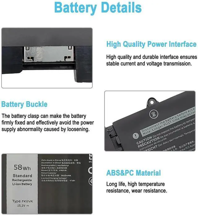 Alt view image 5 of 5 - TAICROWNE 58Wh FK0VR Replacement Laptop Battery for Dell Latitude 5330 2-in-1 7330 2-in-1 Latitude 7430 2-in-1 P133G002 P134G002 P139G002 Series 07KRV H4PVC 8P81K 3625mAh 15.2V
