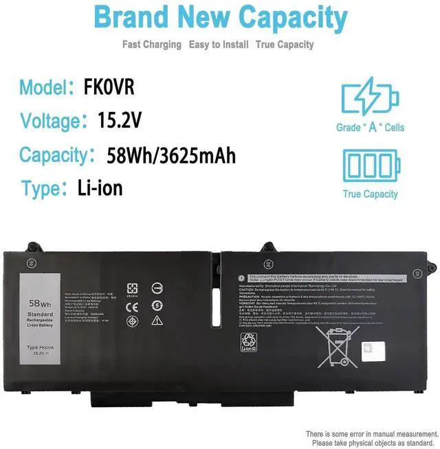 Alt view image 4 of 5 - TAICROWNE 58Wh FK0VR Replacement Laptop Battery for Dell Latitude 5330 2-in-1 7330 2-in-1 Latitude 7430 2-in-1 P133G002 P134G002 P139G002 Series 07KRV H4PVC 8P81K 3625mAh 15.2V
