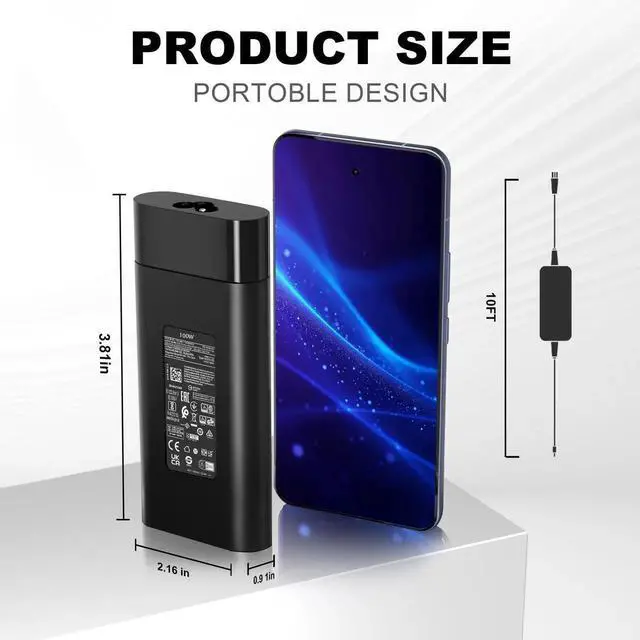 Alt view image 2 of 5 - 100W USB-C Charger for HP Spectre Fold 17 x360 16-aa0047nr Pavilion Plus 14 14-ew1010nr HP ZBook Firefly 16 G11 G10 G9 Envy 17-cw1087nr 17-cw1000 TPN-LA31 N57041-001 N56858-001 AC Adapter