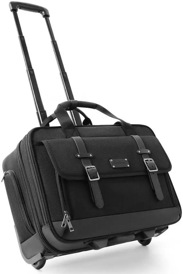Main image of Rolling Laptop Bag, Briefcase for Men and Women, 17 Inch Computer Bag with Wheels Underseat Carry on Luggage, Laptop Briefcase Case for Work, Travel, College Teacher, Mobile Office Bag, Black