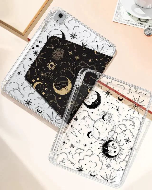 Alt view image 4 of 5 - Shorogyt for iPad Air 11 Inch Case M3 2025&M2 2024/Air 5th Generation 2022/Air 4th Gen 2020/Pro 11 Inch Case Magnetic Stand for Women - Cute 360 Degree Rotating Covers Girls Pencil Holder,Sun Moon