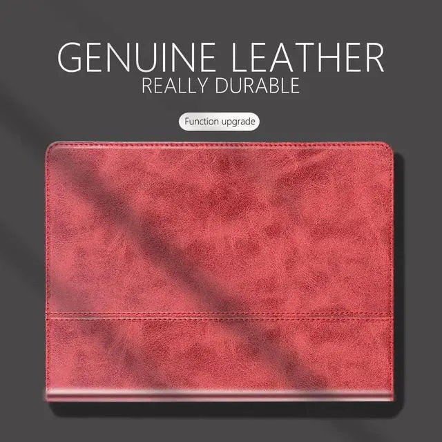 Alt view image 4 of 5 - NANRUIL for Ipad Pro 11-inch Case M4 5th Gen 2024(Model:A2836/A2837) Genuine Leather Cover Protective Shell,Auto Wake/Sleep.Red