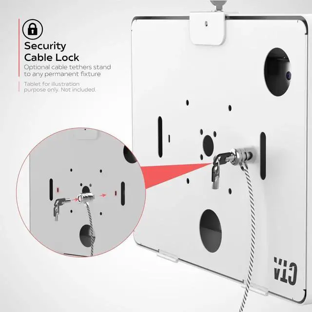 Alt view image 5 of 5 - CTA Digital PAD-CURVEW Tablet Stand and Wall Mount with Paragon Enclosures (White)