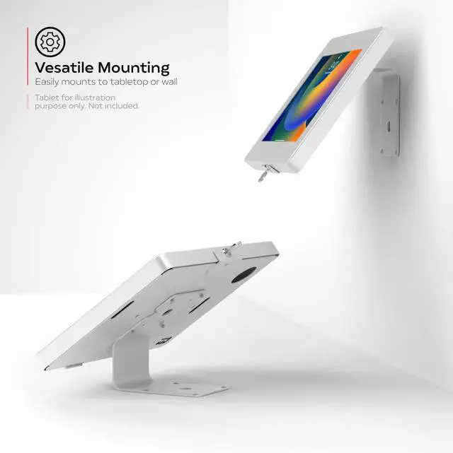 Alt view image 3 of 5 - CTA Digital PAD-CURVEW Tablet Stand and Wall Mount with Paragon Enclosures (White)