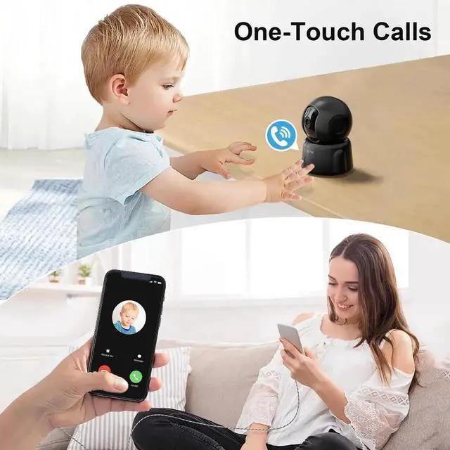 Alt view image 4 of 5 - GOLSPARK 2K Indoor Security Camera for Baby Monitor, 2.4GHz WiFi 360 Pet Camera with Night Vision Motion Tracking Detection Two-Way Audio Sleep Mode SD Card Cloud Storage, Black