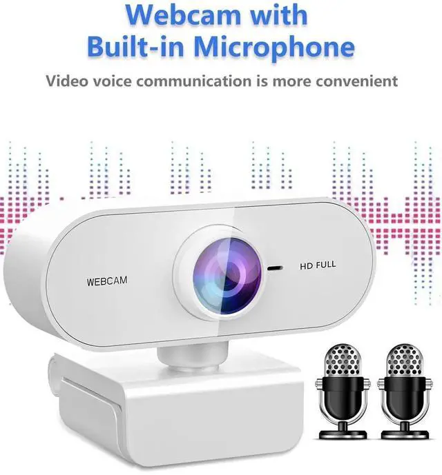 Alt view image 2 of 5 - QMKKX Webcam for pc with Microphone,Full HD 1080P White Streaming Web Cam for Mac Laptop, Mini USB C External Clip Computer Camera for Desktop,Cheap Facecam for Video Conference,Gaming Skype Meeting