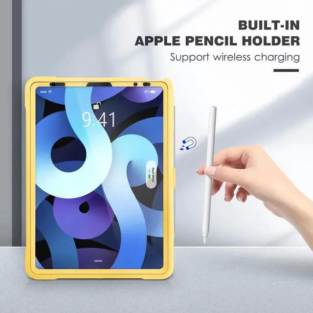 Alt view image 2 of 5 - DTTO Case for iPad Air 5th / 4th Generation Case 10.9 Inch 2022/2020 with Pencil Holder, [Screen Protector] Shockproof Full Body Protective Cover, Also Fit iPad Pro 11 2021/2020/2018 -New Yellow