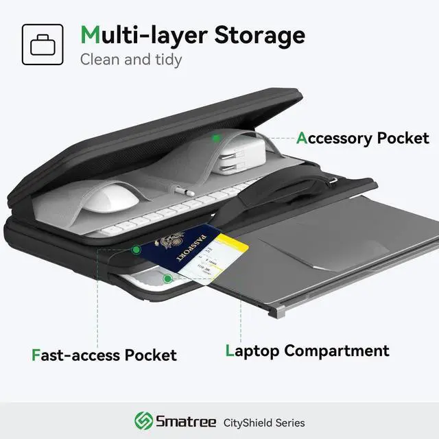 Alt view image 3 of 5 - Smatree CityShield Laptop Shoulder Case for 13.5-15 inch Microsoft Surface Laptop Copilot+ PC, for Microsoft Surface Laptop 5/6/4/3, for 14.4 inch Surface Laptop Studio 2, Case with Pocket (MC05)