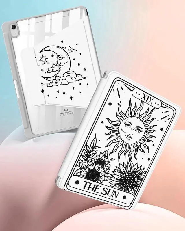 Alt view image 2 of 5 - Uppuppy for iPad A16 Case - for iPad 10th Generation Case 10.9 Inch Women Cute Girls Sun Moon Pretty Girly Kawaii Aesthetic Unique Fashion Rotating Stand Folio Tablet Cover for Apple 10/11 2025