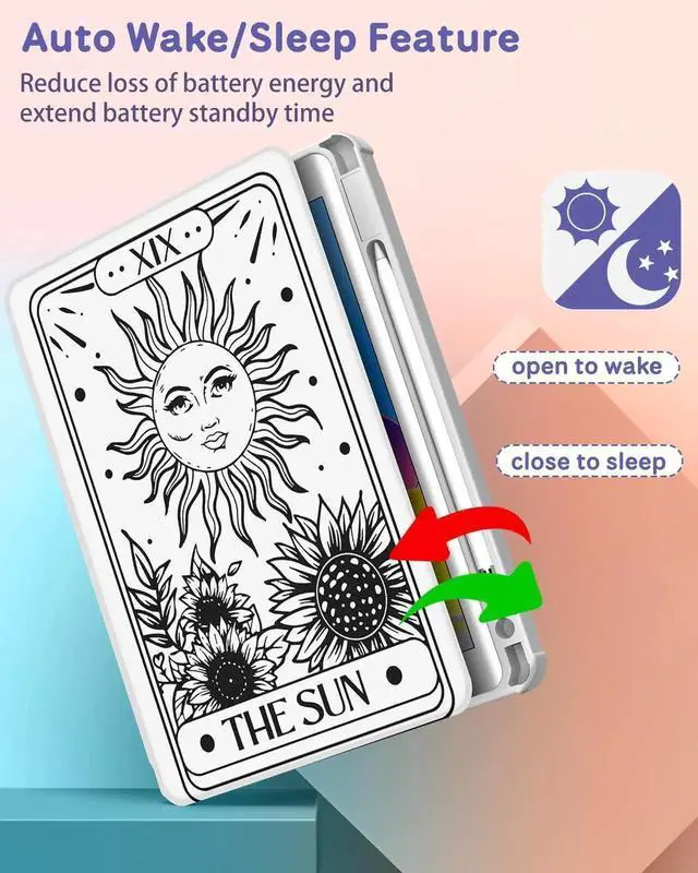 Alt view image 3 of 5 - Uppuppy for iPad A16 Case - for iPad 10th Generation Case 10.9 Inch Women Cute Girls Sun Moon Pretty Girly Kawaii Aesthetic Unique Fashion Rotating Stand Folio Tablet Cover for Apple 10/11 2025