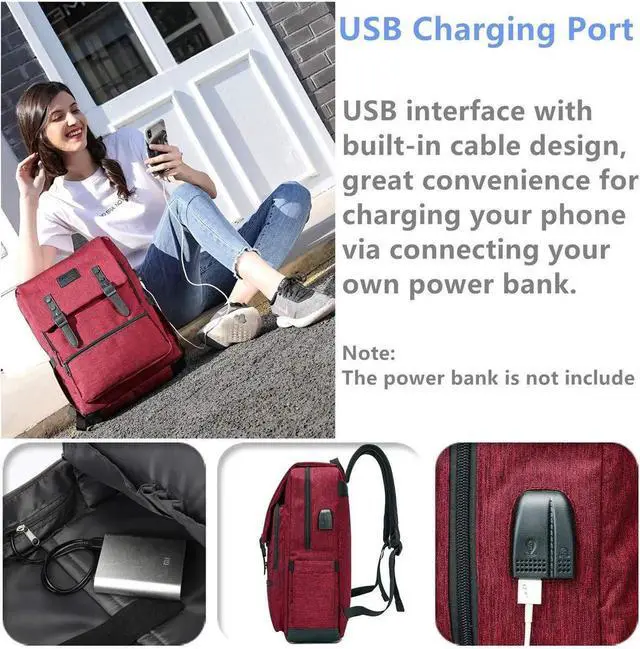 Alt view image 2 of 5 - HFSX Vintage Backpack Anti Theft Laptop Backpack Men Women Business Travel Computer Backpack College Bookbag Stylish Water Resistant Vintage Backpack with USB Port Fits 15.6 Inch Laptop