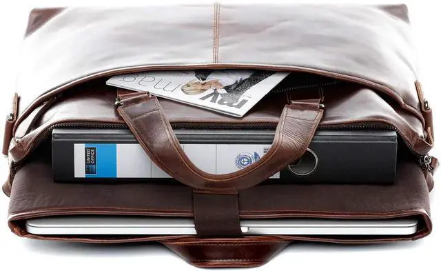 Alt view image 3 of 5 - BACCINI laptop bag 15" LEANDRO Large business briefcase leather bag Unisex brown