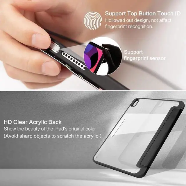 Alt view image 4 of 5 - Vimorco for iPad 10th/ (A16) 11th Generation Case, Tri-fold for iPad Case 11th/10th Generation with Pencil Holder,Horizontal & Vertical 4 Viewing Angles,for iPadCover 11th/10th Gen, Floral Butterfly