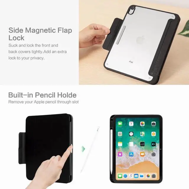 Alt view image 5 of 5 - Vimorco for iPad 10th/ (A16) 11th Generation Case, Tri-fold for iPad Case 11th/10th Generation with Pencil Holder,Horizontal & Vertical 4 Viewing Angles,for iPadCover 11th/10th Gen, Floral Butterfly