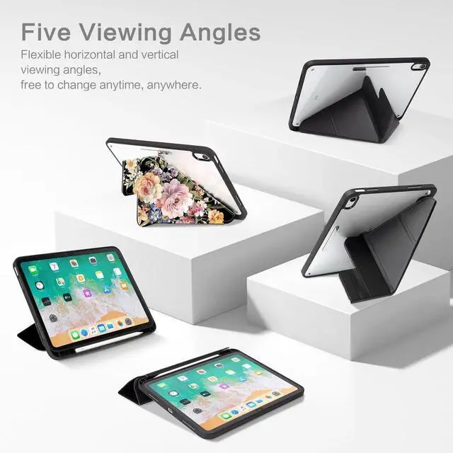 Alt view image 2 of 5 - Vimorco for iPad 10th/ (A16) 11th Generation Case, Tri-fold for iPad Case 11th/10th Generation with Pencil Holder,Horizontal & Vertical 4 Viewing Angles,for iPadCover 11th/10th Gen, Floral Butterfly