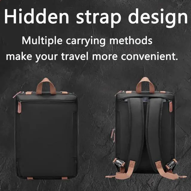 Alt view image 5 of 5 - LKYQ Smart business laptop backpack, single-shoulder cross-body dual-shoulder multi-functional backpack, suitable for 15.6-17-inch laptops, business travel leisure bag,black