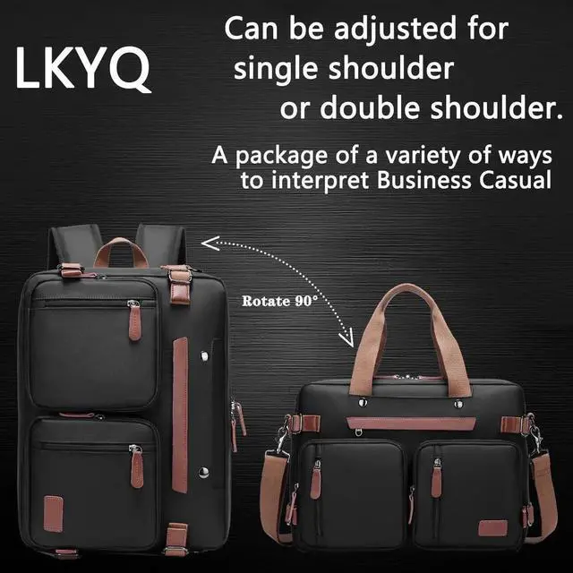 Alt view image 2 of 5 - LKYQ Smart business laptop backpack, single-shoulder cross-body dual-shoulder multi-functional backpack, suitable for 15.6-17-inch laptops, business travel leisure bag,black