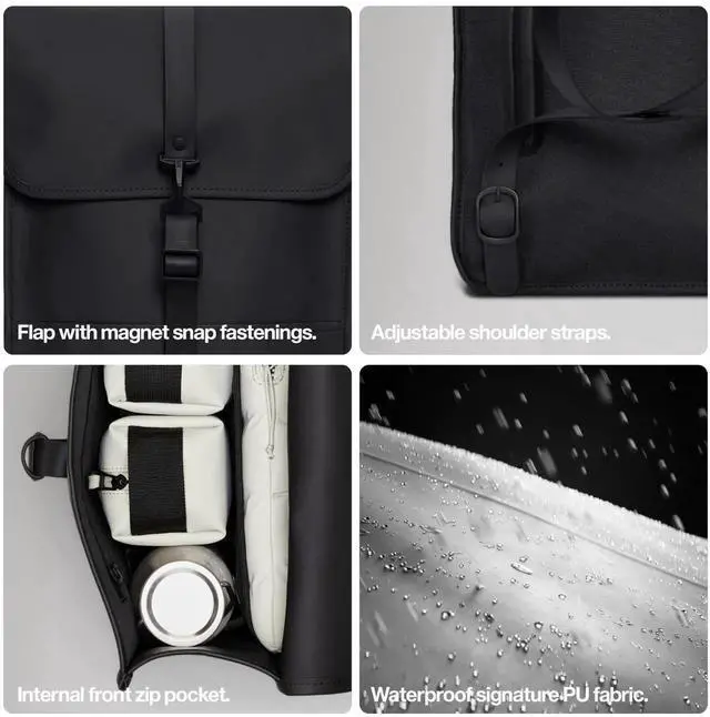 Alt view image 3 of 5 - RAINS Backpack Mini - Green Waterproof Backpack for men and Women - Fits 13" Laptop - Durable Compact Water Resistant Bag for Everyday Use, Travel, and Work - 2 Year Warranty