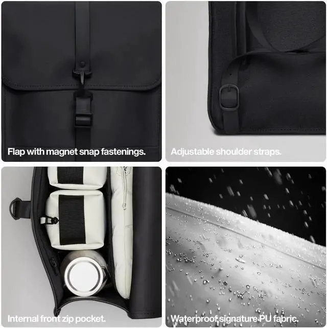 Alt view image 4 of 5 - RAINS Backpack Mini - Grey Waterproof Backpack for men and Women - Fits 13" Laptop - Durable Compact Water Resistant Bag for Everyday Use, Travel, and Work - 2 Year Warranty