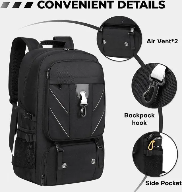 Alt view image 4 of 5 - 18.4 Inch Large Travel Backpack with Shoe Compartment,80L Water Resistant Anti Theft Backpacks with USB Charging Port,Carry on Flight Approved Laptop Bag Multiple Backpack (Fits above 5.91 ft height)