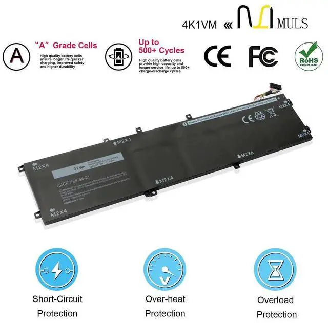 Alt view image 3 of 5 - MULS 4K1VM 97Wh Battery Replacement for Dell G7 17 7700 Vostro 15 7500 Series Laptop W62W6 0W62W6 XYCW0 0XYCW0 9TM7D 09TM7D V0GMT NYD3W 0NYD3W NCC3D 0NCC3D 8070mAh 6-Cell