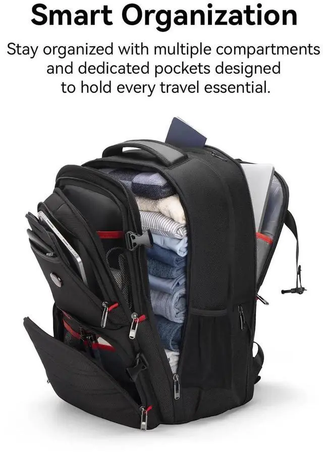 Alt view image 2 of 5 - CROSSGEAR Travel Backpack, 30-40L Expandable, 17.3 Inch Large Travel Laptop Backpack, TSA-Friendly Carry On Luggage Airline Approved, Multi-Pocket, Water Resistant Casual Daypack for Men