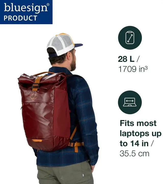Alt view image 2 of 5 - Osprey Transporter Roll Top Laptop Backpack, Venturi Blue