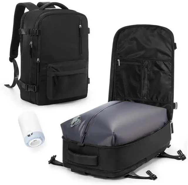 Main image of VECAVE Vacuum Backpack Travel with Pump for Women, Personal Item Carry on Backpacks Flight Approved for Men,Laptop Waterproof Work Compression bags Casual Daypack Black