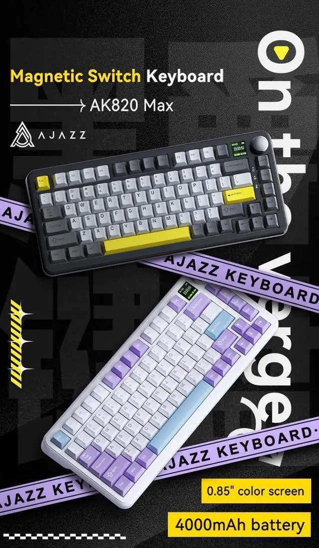 Alt view image 5 of 5 - Odpaltoy×Ajazz AK820 MAX Mechanical Gaming Magnetic Switch Keyboard with Knob,Wired Rapid Trigger Gaming Keyboard,81 Keys RGB PBT Keycap Hot Swappable with Gasket (Haiyanese Purple·Wired)