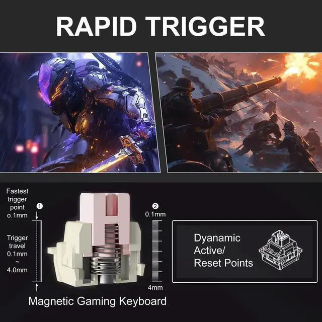 Alt view image 3 of 5 - MageGee Captain87 Rapid Trigger Magnetic Switch Keyboard, 75% Wired Hall Effect Mechanical Gaming Keyboards w/Adjustable Actuation, CNC Aluminum Frame, Gasket Hot Swappable RGB Creamy Keyboard (Dawn)