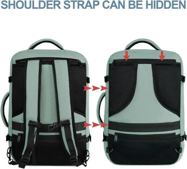 Alt view image 2 of 5 - Vancropak Travel Bag, Large 40L Carry on Backpack Airline Approved Expandable Suitcase Daypack, Water Resistant Travel Backpack Overnight Lightweight Luggage Weekender Bag for Flight Men Women, Cyan