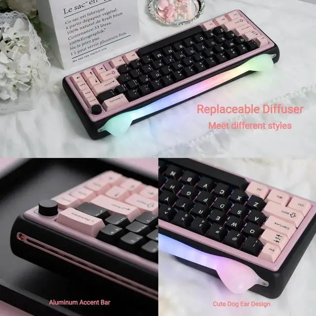 Alt view image 2 of 5 - OOCTPK Chilkey Foxy65 Mechanical Keyboard with Knob, Gasket Mount 65% Aluminum Wireless Mechanical Keyboard, BT5.0/2.4GHz/USB-C, Hot Swappable, RGB Backlit Computer Custom Key Board for PC