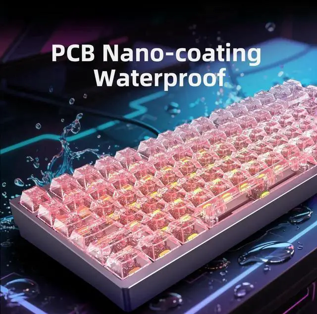 Alt view image 4 of 5 - IROK MG75MAX 81 Keys Wired Magnetic Switch Keyboard, 256KHZ Single Key Scan Rate, PCB Nano-Coating Waterproof, Hall Effect, 8KHZ/ARGB/CNC Aluminum Gaming Keyboard(Pink)