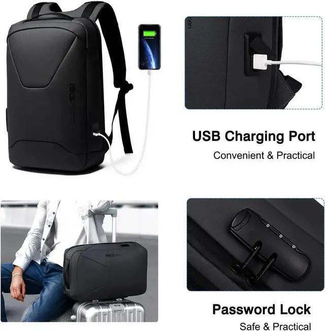 Alt view image 3 of 5 - FANDARE Anti-Theft Backpack Business Daypacks fits 15.6 Inch Laptop Travel Large Backpack with USB Charging Port Waterproof Computer Bag Bookbag for Women Men Notebook Black