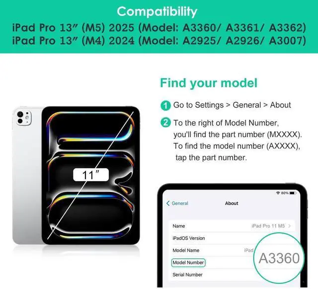 Alt view image 3 of 5 - DTTO for iPad Pro 13 Inch Case with Keyboard M5/M4 2025/2024, 7 Colors Backlit Wireless Detachable Keyboard Premium Leather Folio Cover with Pencil Holder & Pocket, Blossom