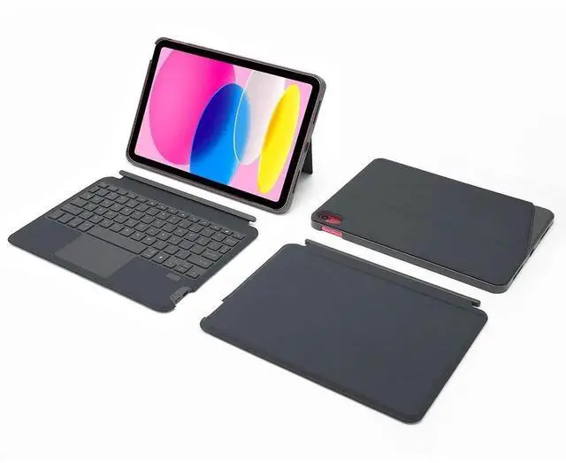 Alt view image 4 of 5 - Qulose Keyboard Case for iPad 11th(A16,2025) and 10.9'' iPad 10th Generation 2022, 7 Color Backlight Detachable Wireless Bluetooth Keyboard with Trackpad, Elastic Pen Holder, Full Protection Cover