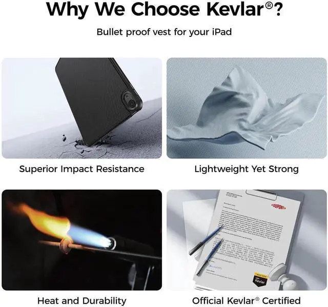 Alt view image 3 of 5 - BENKS ArmorPro Case for iPad Air 11 Inch (M3/M2) 2025/2024 & iPad Air 10.9 Inch (5/4th Gen) 2022/2020, Slim Shockproof Cover with Pencil Holder, Supports Apple Pencil Charging, Dupont Kevlar Made