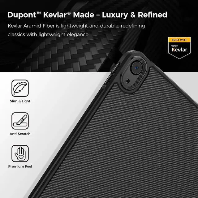 Alt view image 5 of 5 - BENKS ArmorPro Case for iPad Air 11 Inch (M3/M2) 2025/2024 & iPad Air 10.9 Inch (5/4th Gen) 2022/2020, Slim Shockproof Cover with Pencil Holder, Supports Apple Pencil Charging, Dupont Kevlar Made