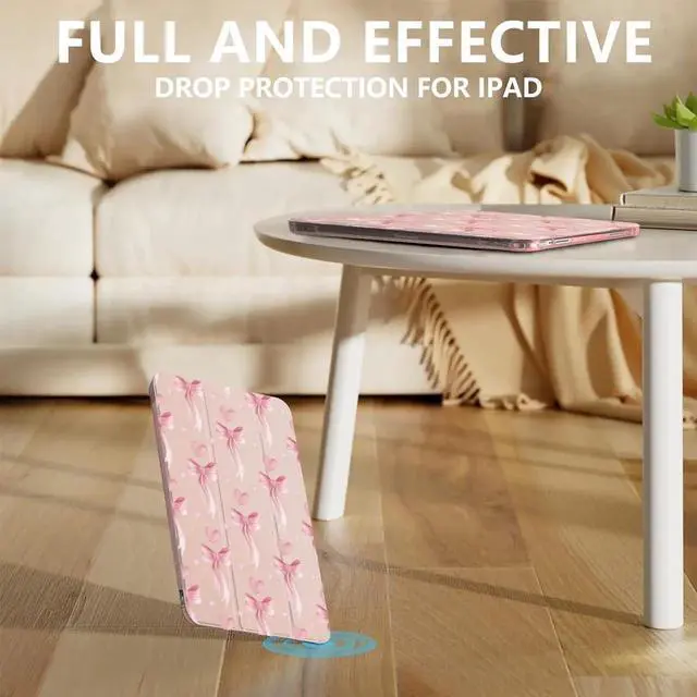 Alt view image 2 of 5 - MAYCARIPink Heart Bow Case for Ipad 9Th/8Th/7Th Generation(10.2 Inch) Kawaii Girly Bowknot Cover for Ipad (2021/2020/2019) Girly Lovely Aesthstic Cover with Pencil Holder Silicone Shockproof Case