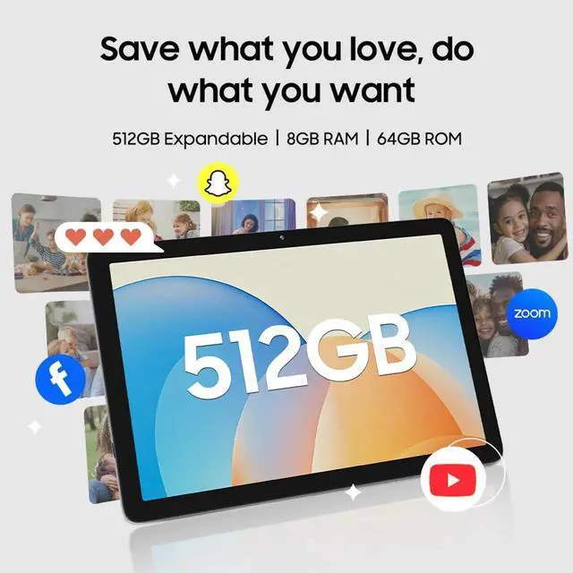 Alt view image 5 of 5 - ApoloSign Tablet, 10.1 Android Tablet with Octa-core Processor, LCD Touchscreen, 8(4+4) GB RAM, 64GB ROM, 1TB Expandable Storage, Long Battery Life, Dual Camera, WiFi 6 (Gray)