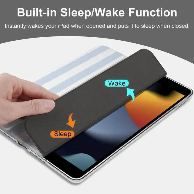 Alt view image 4 of 5 - DONGKE Compatible with iPad 10.2 Inch Case 2021 2020 2019, Smart Lightweight Trifold Stand Hard Plastic Transparent Cover Support Auto Sleep/Wake for iPad 10.2" 9th/8th/7th Generation - Stripes