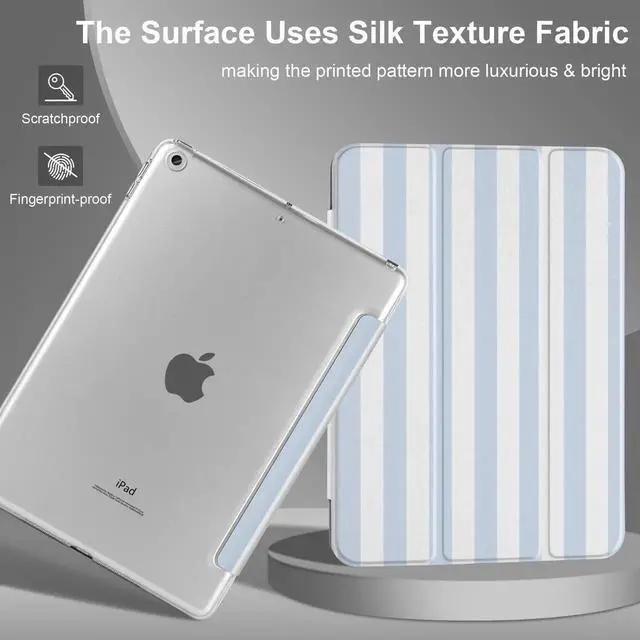 Alt view image 5 of 5 - DONGKE Compatible with iPad 10.2 Inch Case 2021 2020 2019, Smart Lightweight Trifold Stand Hard Plastic Transparent Cover Support Auto Sleep/Wake for iPad 10.2" 9th/8th/7th Generation - Stripes