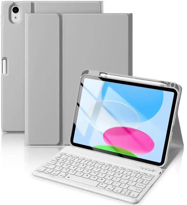 Main image of Beydoa for iPad 10th Generation Case with Keyboard 10.9 Inch 2022/iPad (A16) 11th Gen 11 Inch 2025 - Magnetic Detachable Keyboard, Stain Proof Cover, Smart Folio Case with Pencil Holder - Grey