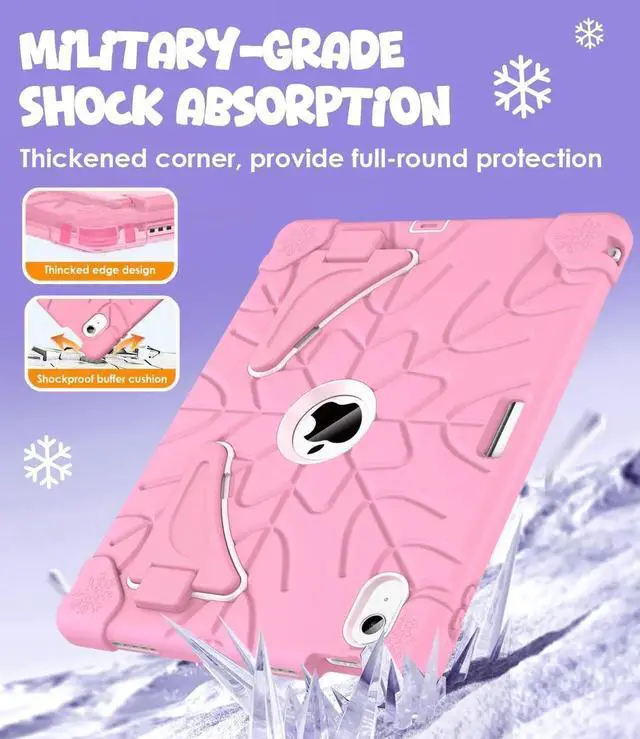 Alt view image 3 of 5 - MARIWIVI Case for iPad (A16) 11th Gen 11 inch 2025/ iPad 10th Generation 10.9 inch 2022 with Pencil Holder/Kickstand, Kid Friendly Shockproof Protective Cover for iPad 11th/ 10th Gen (Pink+LP+Pink)