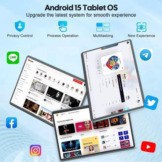 Alt view image 5 of 5 - Android 15 tablet with keyboard, 11 inch tablet with 24GB RAM+128GB ROM(2TB Expand), 8000mAh Battery, 2.4G/5G WiFi, 5MP+13MP Dual Camera, Widevine L1, Octa-core, Mouse, Stylus, Case(Green Case)