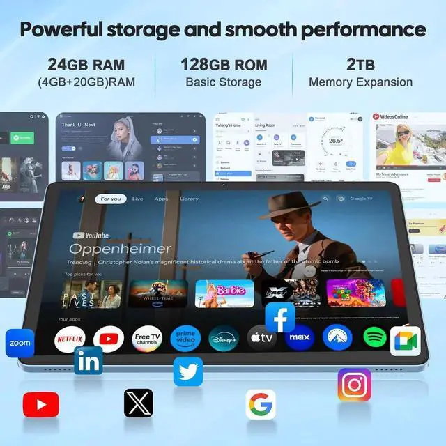 Alt view image 3 of 5 - Android 15 tablet with keyboard, 11 inch tablet with 24GB RAM+128GB ROM(2TB Expand), 8000mAh Battery, 2.4G/5G WiFi, 5MP+13MP Dual Camera, Widevine L1, Octa-core, Mouse, Stylus, Case(Green Case)